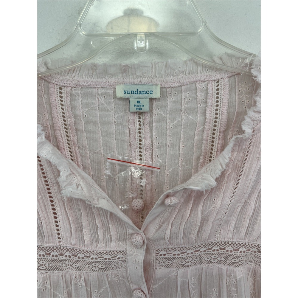 Sundance Warm Breeze Tunic Top Pink Size L NEW 100% Cotton Tiered Eyelet - Picture 4 of 8